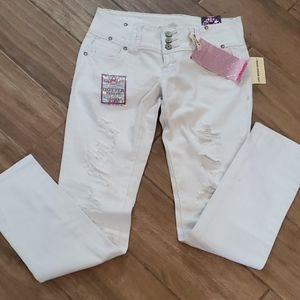 Almost Famous white distressed jeans